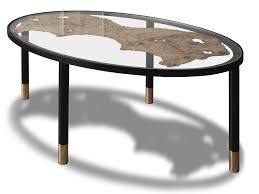 Eccentrico oval black marquina coffee table. Fossile Oval Coffee Table By Hebanon