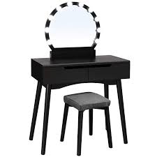 Black And White Vanity Table Vasagle Vanity Set With 10 Light Bulbs And Touch Switch Dressing Makeup Table Desk With Large Round Mirror 2 Vanity Table With Lights Vanity Set Makeup Table