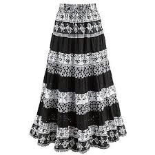 Catalog Classics Women S Black White Tiered Eyelet Skirt Mixed Patterns Maxi Fashion Clothing Shoes Ac Boho Skirt Pattern Maxi Skirt Black Eyelet Skirt