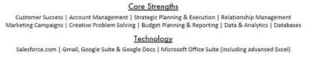 guide to resume sections, categories