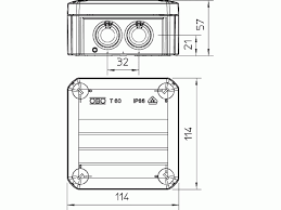 Распределительная коробка OBO Bettermann T60 2007061 114x114x57мм IP66 с  кабельными вводами