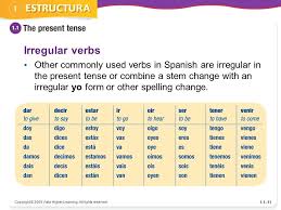 Image Result For Spanish Irregular Verbs Present Tense Spanish Irregular Verbs Irregular Verbs Verb