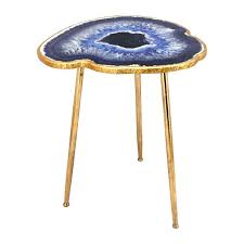 Gold Metal Agate Table Blue Agate Table Agate Art Decor