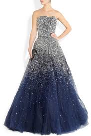 Black And Silver Combination Gown Marchesa Sequined Strapless Silk Tulle Gown The Combination Of Silver Sequins And Crystals On Dark Blue Layers Of Silk Tulle Make Dress References Dress