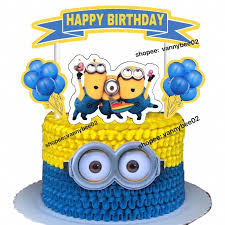 Sweet t s cake design minions birthday cake Minions Minion Cake And Cupcake Topper Shopee Philippines