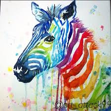 Art Attack On Instagram Zebra Colour Eye Rainbow Nose Red Orange Yellow Green Blue Purple Art Artattack Draw Draw Art Painting Animal Art