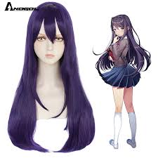 Yuri joined the literature club out of her interest in fantasy and psychological horror novels. Anogol Doki Doki Literature Club Yuri Monika Natsuki Sayori Ddlc High Temperature Fiber Synthetic Cosplay Wigs For Halloween Synthetic None Lace Wigs Aliexpress