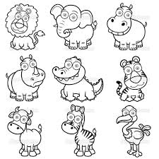 Dessin Animaux De La Jungle En Noir Et Blanc A Imprimer Google Search Animals Wild Cartoon Animals Animal Sketches