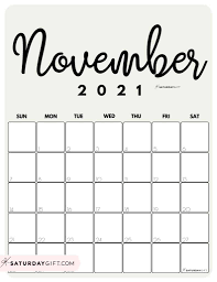 2021 yearly calendar | one page calendar. Cute Free Printable November 2021 Calendar Saturdaygift