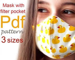 Face Mask No Elastic Pdf Sewing Pattern Filter Pocket Nose Etsy Mask Diy Face Mask Face Mask