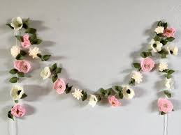 Felt Floral Flower Garland Spring Decor Nursery Etsy Felt Flower Garland Felt Flowers Floral