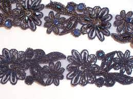Navy Blue Beaded Flower Lace Sewing Trim 1 1 8 By Griffithgardens 2 50 Sewing Trim Beaded Bugle Beads
