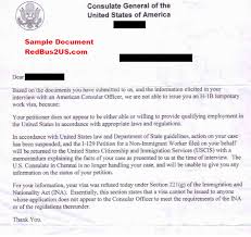 Sample 221 G H1b Visa Denial Refusal Letter From Us Consulate India Redbus2us