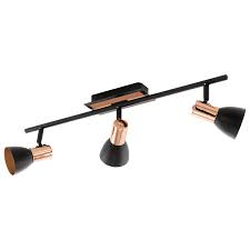 Bolden 4 light black spotlight bar. Eglo Lighting 94586 Barnham 3 Light Led Ceiling Spotlight Fitting In Black And Copper Finish Castlegate Lights