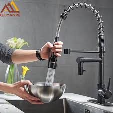 Pull down kitchen faucet sprayer are those with a detachable spray head attached to a hose that passes through the body of the faucet. Blackend Spring Kitchen Faucet Pull Out Side Sprayer Dual Spout Single Handle Mixer Tap Sink Faucet 360 Rotation Kitchen Faucets Kitchen Faucet Spring Kitchen Faucetkitchen Faucet Pull Aliexpress