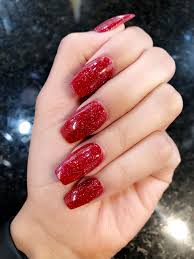 Black And Gold Glitter Coffin Nails Red Glitter Coffin Nails Red Nails Glitter Red Sparkly Nails Coffin Nails Glitter