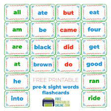 Printable Kindergarten Sight Words Flash Cards Free Printables Online Kindergarten Sight Words Flash Cards Sight Words Kindergarten Sight Word Flashcards