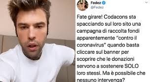 Il codacons si scaglia contro fedez almeno una volta al mese o giù di lì, per cui le infinite battaglie contro il rapper sono ormai diventate motivo abituale per chi lo segue. Fedez Attacca Il Codacons Vogliono Bloccare La Raccolta Fondi Per Il Coronavirus E Chiedono Soldi Fermateli L Associazione Smentisce