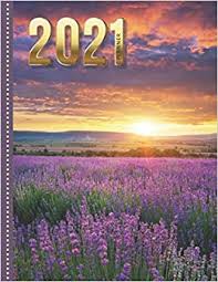 These calendars are great, very simple and include lots of space for notes or plans. Amazon Com 2021 Planner Field Of Purple Lavender At Sunset Nature Landscape Daily Weekly Monthly Dated 8 5x11 Life Organizer Notebook 12 Month Calendar Cover Cute Christmas Or
