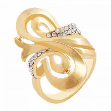 Ceidai 22k Gold Plated Letter S Design Ring With Crystal
