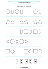 grade 1 shape sequences patterns math school worksheets for primary and elementary math education
