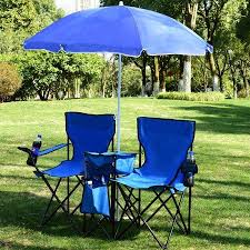 Costway Portable Folding Picnic Double Chair W Umbrella Table Cooler Beach Camping Chair Walmart Com Beach Camping Beach Patio Outdoor Chairs