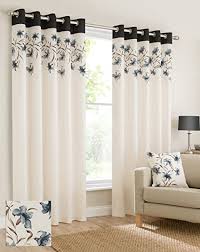 Colebrook check lined 58 inch pinch pleat curtains. Plain Faux Silk Look Eyelet Ring Top Black Cream Brown Fully Lined Curtains Lily Flowers Floral Leaves 90x90 Inches 229cmx229cm Drop Eyelet Ring Top Ready Made Amazon Co Uk Kitchen Home