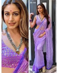 Buy This #ishqbaaz or #nagini Fame #anika Aka #surbhichandra Fame #purple  #sequins Work Saree At Just for Rs. 2099 Only Post Details :- *_SS720_*  *_Saree Fabric*: *Heavy Net With Satin Silk Lower
