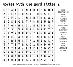 Rd.com knowledge brain games we've used the names of snow white's diminutive friends as clues i. Movies With One Word Titles 1 Word Search