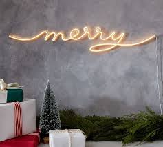Merry Light Up Sign Christmas Wall Decor Christmas Wall Stickers Pottery Barn Christmas Decor