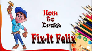 How To Draw Fix It Felix Wreck It Ralph Drawing Easy Drawing For Kids Easy Drawings Easy Drawings For Kids Drawing For Kids