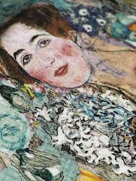 Tapiz de pared, Retrato de Maria Munk, Gustav Klimt, decoración de pared,  decoración de estudio, estandarte de lino, impresión de arte de Klimt,  hecho a mano en Lituania