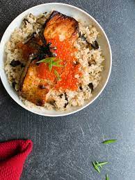 Miso Salmon With Ikura And Mushroom Rice Cherry On My Sundae Recipe Miso Salmon Mushroom Rice Stuffed Mushrooms
