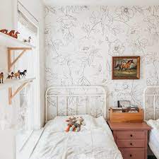 Delicate Floral Wallpaper In 2021 Girls Room Wallpaper Feature Wall Bedroom Wallpaper Bedroom Feature Wall