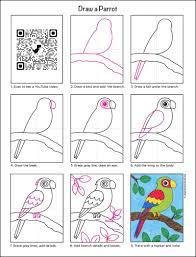 Easy How To Draw A Parrot Tutorial Video And Parrot Coloring Page