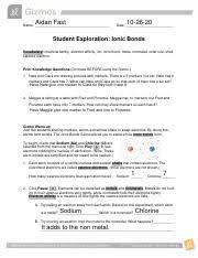 There are 8markers in a set. Student Exploration Ionic Bonds Pdf Shelby Pippins Name Date Student Exploration Ionic Bonds Vocabulary Chemical Family Electron Affinity Ion Ionic Course Hero