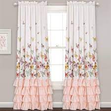 Flutter Butterfly Window Curtain Set Teenage Girl Bedroom Diy Lush Decor Ruffle Curtains