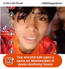 Compartir 🔴 𝐅𝐮𝐞 𝐞𝐧𝐜𝐨𝐧𝐭𝐫𝐚𝐝𝐨 𝐬𝐚𝐧𝐨 𝐲 𝐬𝐚𝐥𝐯𝐨 𝐞𝐧  𝐌𝐨𝐧𝐭𝐞𝐯𝐢𝐝𝐞𝐨 𝐞𝐥 𝐣𝐨𝐯𝐞𝐧 𝐀𝐧𝐭𝐡𝐨𝐧𝐲 𝐒𝐨𝐮𝐳𝐚🔴 Luego de  varios días ausente de su domicilio y buscado por su familia y amigos, el  Joven Anthony Emanuel