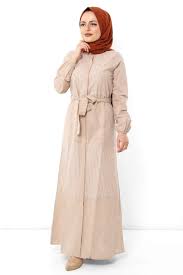 Gizli Patli Tesettur Elbise Tsd2003 Bej 2020 Elbise Moda Stilleri Elbise Modelleri