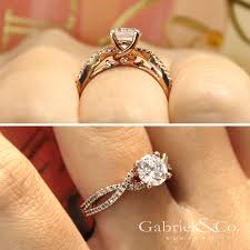14k Rose Gold Twisted Round Diamond Engagement Ring Round Diamond Engagement Rings Best Engagement Rings Rose Engagement Ring