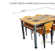 CENHOT Wooden Hot Pot & BBQ Table And Chairs For Restaurants ...