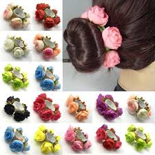 Women Ladies Bridal Flower Floral Bun Garland Head Knot Hair Top Scrunchie Band Ligas Para Cabello Peinados Para Damas Monos