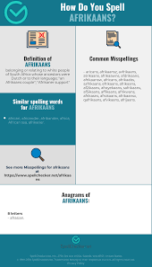 Correct Spelling For Afrikaans Infographic Spellchecker Net