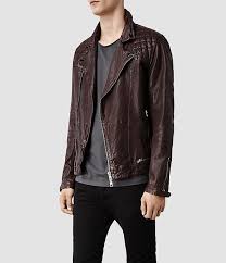 Mens Conroy Leather Biker Jacket Ink Allsaints Com Mens Leather Shirt Leather Jacket Men Casual Wear For Men