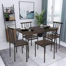 New warren extending dining table. Buy Okl 5 Piece Dining Table Set Wooden Kitchen Table 1 Table 4 Chairs Metal Legs Modern Rectangular Dining Room Table Sets For Breakfast Nook Home Dinette Kitchen Studio Brown Online In Indonesia B0987p8962