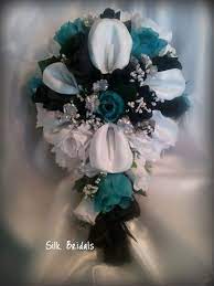 About 3% % of these are decorative flowers & wreaths, 1%% are wedding decorations & gifts. Black And Teal Bouquet Wedding Flowers Bridal Bouquet Wedding Bouquets