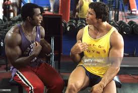 View Of Bodybuilders Arnold Schwarzenegger And Serge Nubret During Arnold Schwarzenegger Bodybuilding Schwarzenegger Bodybuilding Schwarzenegger