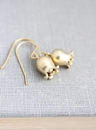 Lily Of The Valley Earrings Matte Gold Bell Flower Little Tulip Earrings Nature Jewellery Small Drop Earring Nickel Free Floral Jewelry Small Drop Earrings Nature Jewelry Gold Bar Earrings