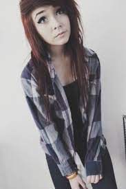 Short brown hair girl with red eyes ~ tamoshi. Image Result For Tumblr Brown Hair Emo Scene Hair Scene Hair Emo Hair