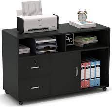 Printer stands are a great way to keep your desk and office organized and your printer in a central place. Buy Tribesigns Wood File Cabinet 2 Drawer Storage Printer Stand Mobile Lateral Filing Cabinet With Locks And Wheels Open Storage Shelves For Study Home Office Online In Turkey B0823fs3vb